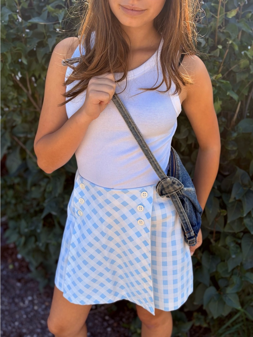 Vintage Light Blue Gingham Shorts/Skort